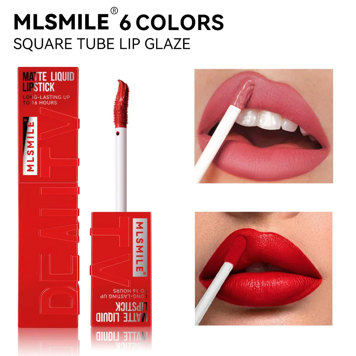 6 Colors Matte Liquid Lipstick Set – Square Tube Velvet Lip Gloss, Non-Stick Cup Waterproof Long-Lasting Not Fade Highly Pigmented Lip Makeup Kit